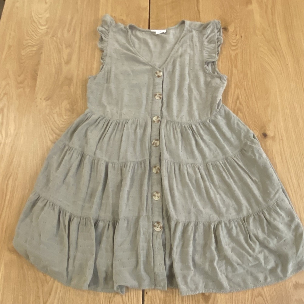E & M Embroidered MIDI Dress Women's Medium Green Peasant Flowing